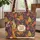 Art Deco Women Conversing Wide Hats Fall Leaves Berries Everyday Carry Gift Quilted Tote Bag - 1