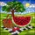 Watermelon Strawberries Picnic Basket Green Hills Sky Sun - Summer Seasonal Home Decor Gift Stained Glass Suncatcher - 5