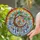 Glowing Rainbow Border Mosaic Branch Leaves Pink Blossoms Teardrops - Home Decor Gift Stained Glass Suncatcher - 2