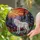White Wolf Evergreen Forest Mountains Red Maple Leaves Sunset Home Decor Gift Stained Glass Suncatcher - 2