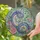 Glowing Blue Eyed Fantasy Dragon Pink Rose Foliage Tiffany Style - Home Decor Gift Stained Glass Suncatcher - 2