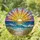 Radiant Sun Setting Ocean Waves Marsh Grass Sandy Beach Sky - Home Decor Gift Stained Glass Suncatcher - 1