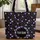 Purple Flowers Lilac Hearts Name Floral Wreath Black Background - Everyday Carry Gift Quilted Tote Bag - 1