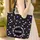 Purple Flowers Lilac Hearts Name Floral Wreath Black Background - Everyday Carry Gift Quilted Tote Bag - 4