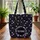 Purple Flowers Lilac Hearts Name Floral Wreath Black Background - Everyday Carry Gift Quilted Tote Bag - 3