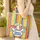 Toadstools Daisy Flowers Rainbow Stripes Embroidered Name Frame Everyday Carry Gift for Kids Quilted Tote Bag - 4