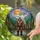 Hairy Bigfoot Flying Saucer Full Moon Mountain Forest Scene - Home Decor Gift for Fantasy Lovers Stained Glass Suncatcher - 2