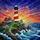 Dramatic Sunset Lighthouse Cliffside Houses Turbulent Ocean - Coastal Home Decor Gift Stained Glass Suncatcher - 5