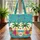 Tropical Beach Palm Trees Hibiscus Floral Wreath Name Travel Essentials for Beach Lover Quilted Tote Bag - 3