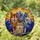 Three Wolves Mountain Peaks Sunset Geometric Night Sky - Wildlife Lover Gift Stained Glass Suncatcher - 1
