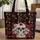 Ornate Sugar Skull Crimson Roses Gold Leaves Black Vines - Everyday Carry Gift Quilted Tote Bag - 1