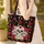 Ornate Sugar Skull Crimson Roses Gold Leaves Black Vines - Everyday Carry Gift Quilted Tote Bag - 4