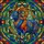 Majestic Mosaic Goat Curved Horns with Swirling Lines - Home Decor Gift for Wildlife Lover Stained Glass Suncatcher - 5