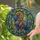 Majestic Mosaic Goat Curved Horns with Swirling Lines - Home Decor Gift for Wildlife Lover Stained Glass Suncatcher - 2