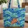 Flowing Ocean Waves Sea Turtle Mosaic Sea Glass Personalized - Travel Essentials Ocean Lover Gift Quilted Tote Bag - 1
