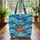 Flowing Ocean Waves Sea Turtle Mosaic Sea Glass Personalized - Travel Essentials Ocean Lover Gift Quilted Tote Bag - 3