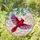 Tiffany Glass Red Cardinal Mid-Flight Ginkgo Leaves Wildlife Lover Gift for Window Display Stained Glass Suncatcher - 1