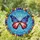 American Flag Butterfly Golden Body Rainbow Gem Border - Patriotic Home Decor Gift Stained Glass Suncatcher - 1
