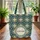 Teal Brown Cream Star Diamond Triangle Everyday Carry Gift Quilted Tote Bag - 3