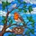 Robin Bird Nest with Eggs Tree Branch Sky Clouds - Wildlife Lover Home Decor Gift Stained Glass Suncatcher - 5