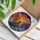Cloaked Figure Dragons Mountain Peak Radiant Sun - Home Decor Gift for Fantasy Lovers Stained Glass Suncatcher - 3
