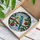 Blue Yellow Bird Red Apples Green Leaves Cloud Sky - Home Decor Gift Stained Glass Suncatcher - 3