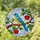 Blue Yellow Bird Red Apples Green Leaves Cloud Sky - Home Decor Gift Stained Glass Suncatcher - 1