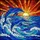Dolphins Leaping Ocean Wave Sea Foam Birds Sunset Sky - Wildlife Ocean Home Decor Gift Stained Glass Suncatcher - 5