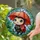 Chibi Ladybug Umbrella Leaves Sky - Wildlife Home Decor Gift for Ladybug Lover Stained Glass Suncatcher - 2