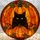 Black Cat Golden Eyes Orange Pumpkin Autumn Leaves - Home Decor Gift for Cat Lover Stained Glass Suncatcher - 5