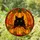 Black Cat Golden Eyes Orange Pumpkin Autumn Leaves - Home Decor Gift for Cat Lover Stained Glass Suncatcher - 1