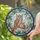 Wise Adult Owl Owlets Blue Eyes Branch Leaves - Wildlife Lover Gift Stained Glass Suncatcher - 2
