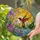 Hummingbird Tiffany Glass Floral Sky Mosaic - Home Decor Gift for Wildlife Lover Stained Glass Suncatcher - 2