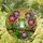 Green Tree Frog on Branch Magenta Violet Flowers - Wildlife Home Decor Stained Glass Suncatcher - 1