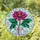 Fuchsia Magenta Flower Green Teal Leaves - Home Decor Gift for Plant Lover Stained Glass Suncatcher - 1