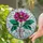 Fuchsia Magenta Flower Green Teal Leaves - Home Decor Gift for Plant Lover Stained Glass Suncatcher - 2