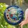 Hummingbird Red Flower Moon Night Sky - Wildlife Lover Home Decor Gift Stained Glass Suncatcher - 2