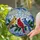 Cardinal Blue Jay Birds Holly Branch Sky Clouds Snowflakes - Home Decor Gift for Bird Lovers Stained Glass Suncatcher - 2