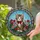 Fluffy Tabby Kitten Red Bow Tie Green Eyes Flowers - Home Decor Gift for Cat Lover Stained Glass Suncatcher - 1