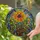 Tiffany Glass Dahlia Flower Mosaic Pot Leaves - Garden Decor Gift Stained Glass Suncatcher - 2