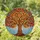 Majestic Tree Trunk Branches Brightly Colored Leaves Luminous Swirling Sky - Nature Lover Home Decor Gift Stained Glass Suncatcher - 1