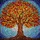 Majestic Tree Trunk Branches Brightly Colored Leaves Luminous Swirling Sky - Nature Lover Home Decor Gift Stained Glass Suncatcher - 5