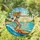Young Woman Surfing Ocean Wave Tropical Beach Palm Trees - Beach Lover Gift Stained Glass Suncatcher - 1