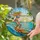 Young Woman Surfing Ocean Wave Tropical Beach Palm Trees - Beach Lover Gift Stained Glass Suncatcher - 2