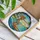 Young Woman Surfing Ocean Wave Tropical Beach Palm Trees - Beach Lover Gift Stained Glass Suncatcher - 3