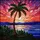 Jewel Tone Palm Tree Sunset Sky Ocean Hills Geometric Structures Home Decor Gift Stained Glass Suncatcher - 5