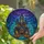 Gothic Haunted Mansion Jack-O'-Lanterns Flying Bats - Halloween Home Decor Gift Stained Glass Suncatcher - 2