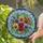 Circular Pansies Leaves Stems Buds Floral Bouquet - Home Decor Gift for Gardeners Stained Glass Suncatcher - 2