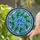 Blue Five-Petal Flowers Emerald Green Leaves Sky Clouds - Home Decor Gift Stained Glass Suncatcher - 2