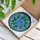 Blue Five-Petal Flowers Emerald Green Leaves Sky Clouds - Home Decor Gift Stained Glass Suncatcher - 3